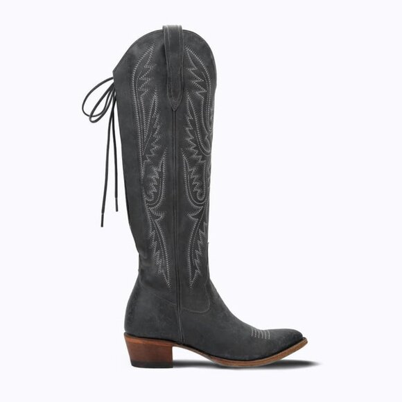 🆕Women Black Polyurethane Over the Knee Adjustable Thigh High Cowgirl Boot - Picture 4 of 6